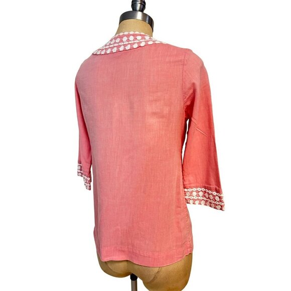 Boden Pink Embroidered Tunic Top Women's Boho Chic US 2 - Picture 3 of 6